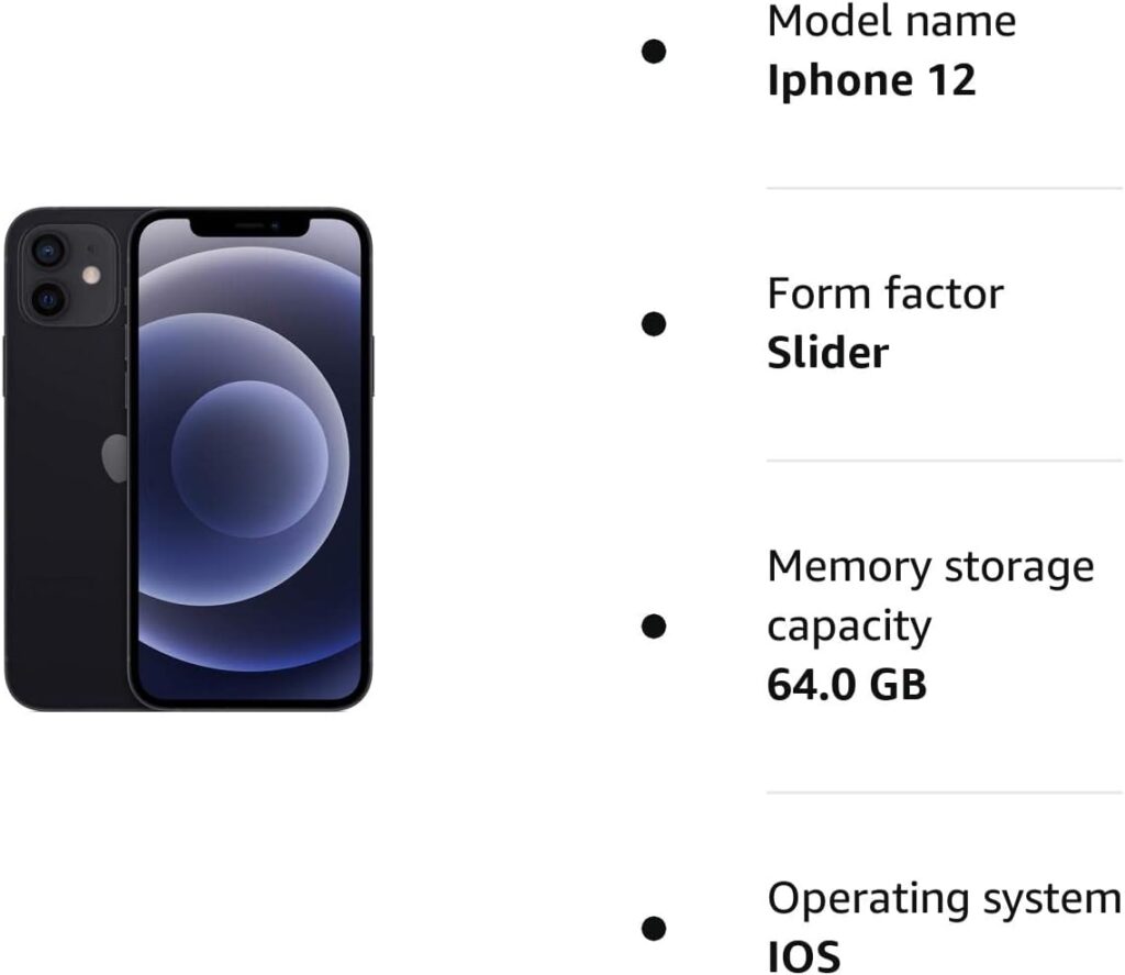 Apple iPhone 12, 64GB, Black (Renewed)