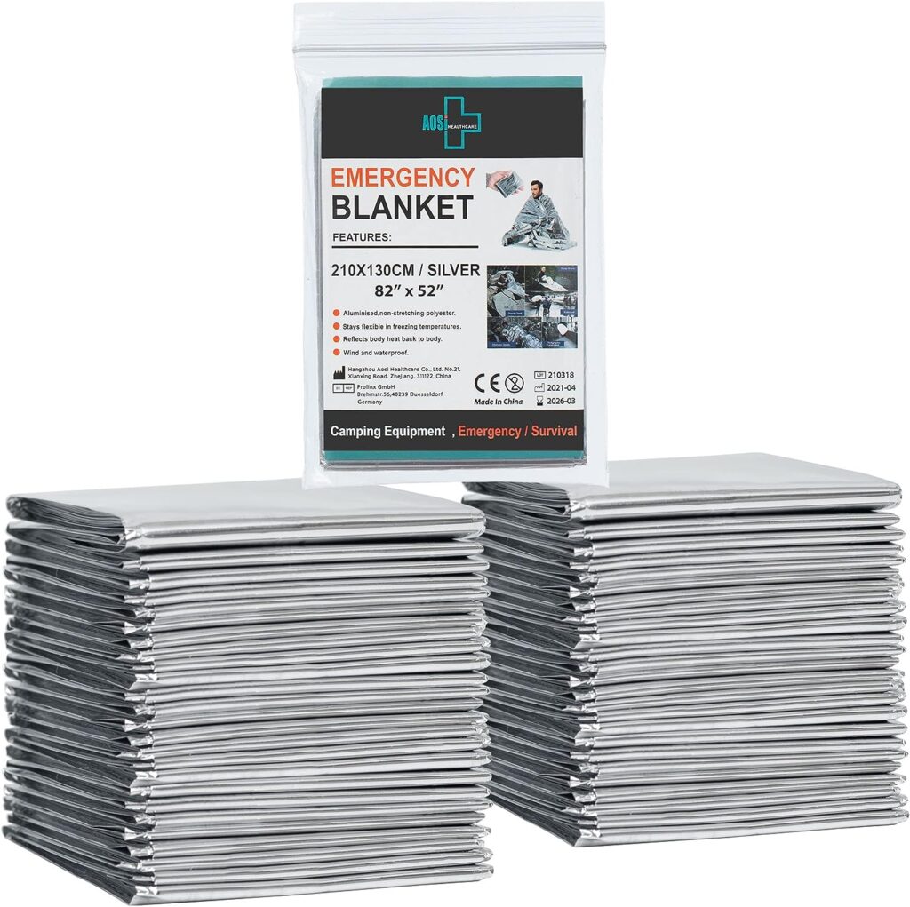 General Medi Emergency Foil Blanket, Emergency Mylar Thermal Blanket (12-Pack) – Survival Blankets Perfect for Outdoors, Hiking, Survival, Marathons or First Aid