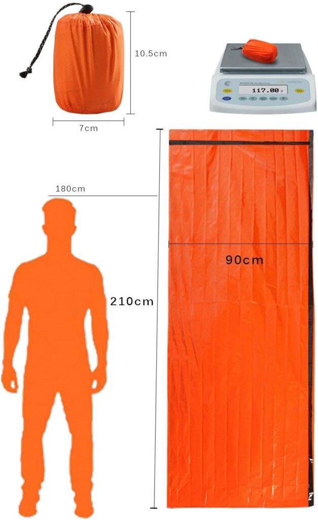 HONYAO Survival Sleeping Bag, Emergency Bivvy Bag Emergency Rescue Blanket Reusable for Outdoor Camping, Hiking