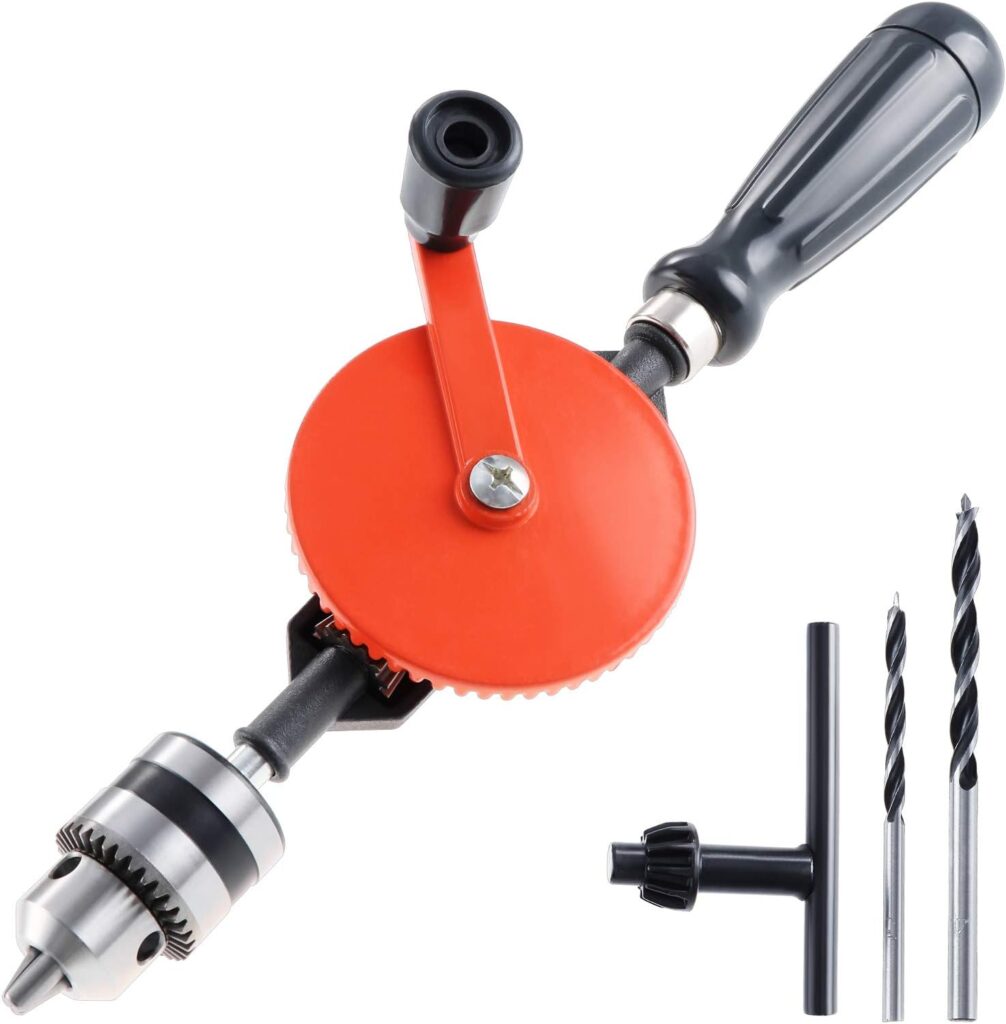 HSEAMALL Hand Drill Manual Crank Drill 3/8 Inches (1.5-10mm) Capacity Double Pinions Chucks Hand Drill for Wood Plastic Acrylic Circuit Board Punching