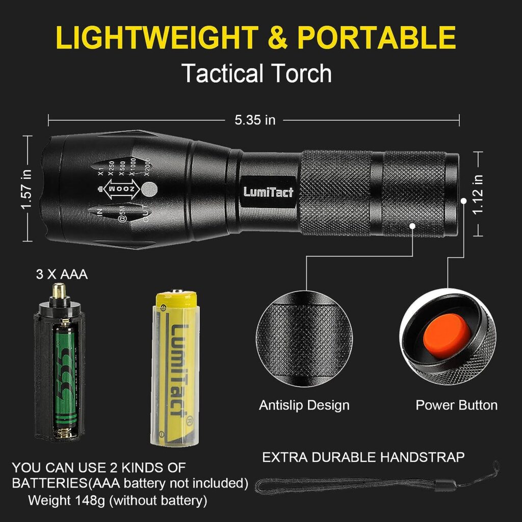 Lumitact G700 Led Torch Rechargeable Super Bright Led Tactical Flashlight 6000 Lumen Zoomable Handheld Torches for Camping Hiking Emergency