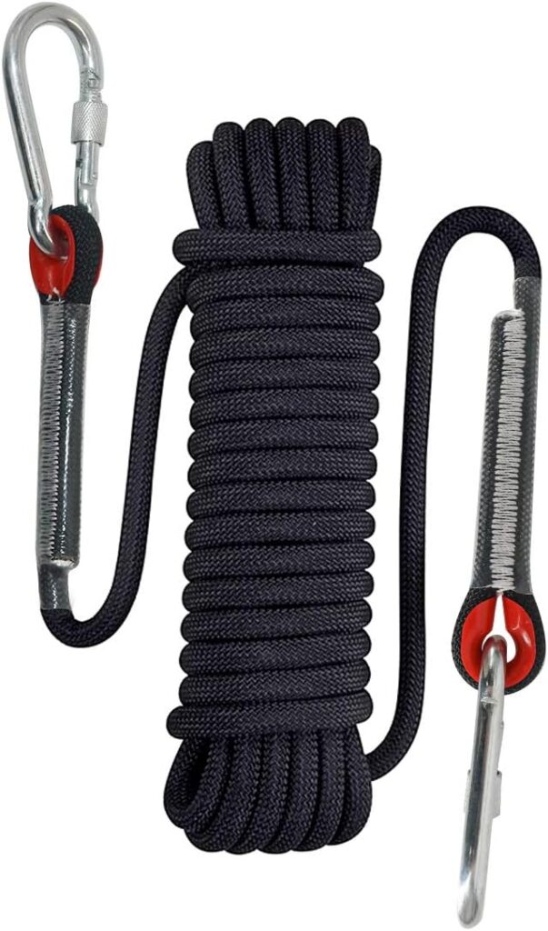 NewDoar 12KN/23KN Static Climbing Rope 10mm(3/8in) Accessory Cord Equipment 33FT(10M) 66FT(20M) 98FT(30M) 165FT(50M) Escape Rope Ice Climbing Equipment Fire Rescue Rope Safety Rope