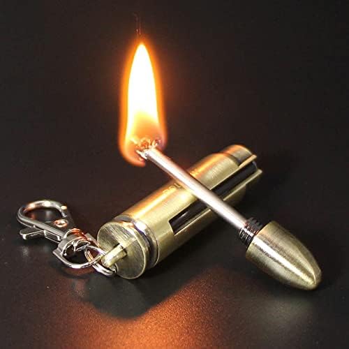 Permanent Match Keychain Lighter,Keychain Flint Metal Matchstick Fire Starter,Waterproof Flint Fire Starter,Best Gift Ideas and Emergency Survival Equipment for Barbecue Camping(Sold without Fluid)