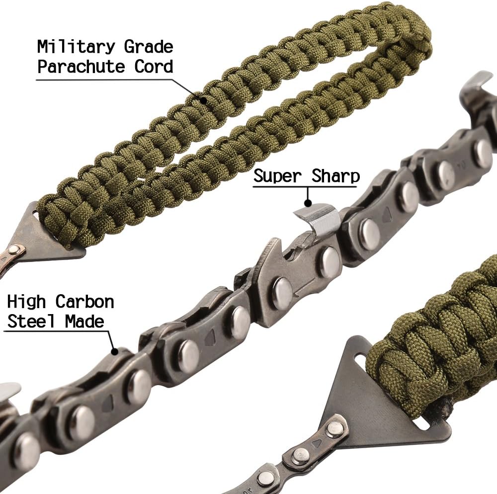Pocket Chainsaw with Paracord Handle Folding Chain Hand Saw(36 inches) Fast Wood  Tree Cutting Emergency Survival Gear for Camping Backpacking Hiking Hunting (36 inches 16 Teeth)