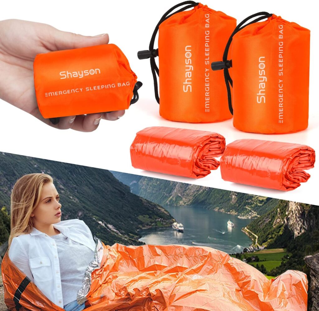 Shayson 2 PCS Survival Sleeping Bag, Emergency Bivvy Bag Rescue Blanket for Outdoor Camping and Hiking