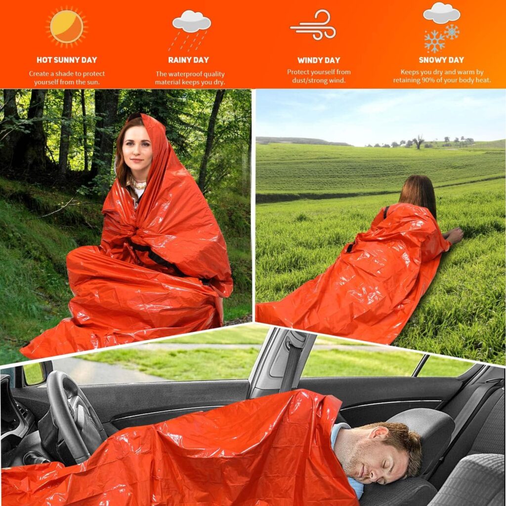 Shayson 2 PCS Survival Sleeping Bag, Emergency Bivvy Bag Rescue Blanket for Outdoor Camping and Hiking