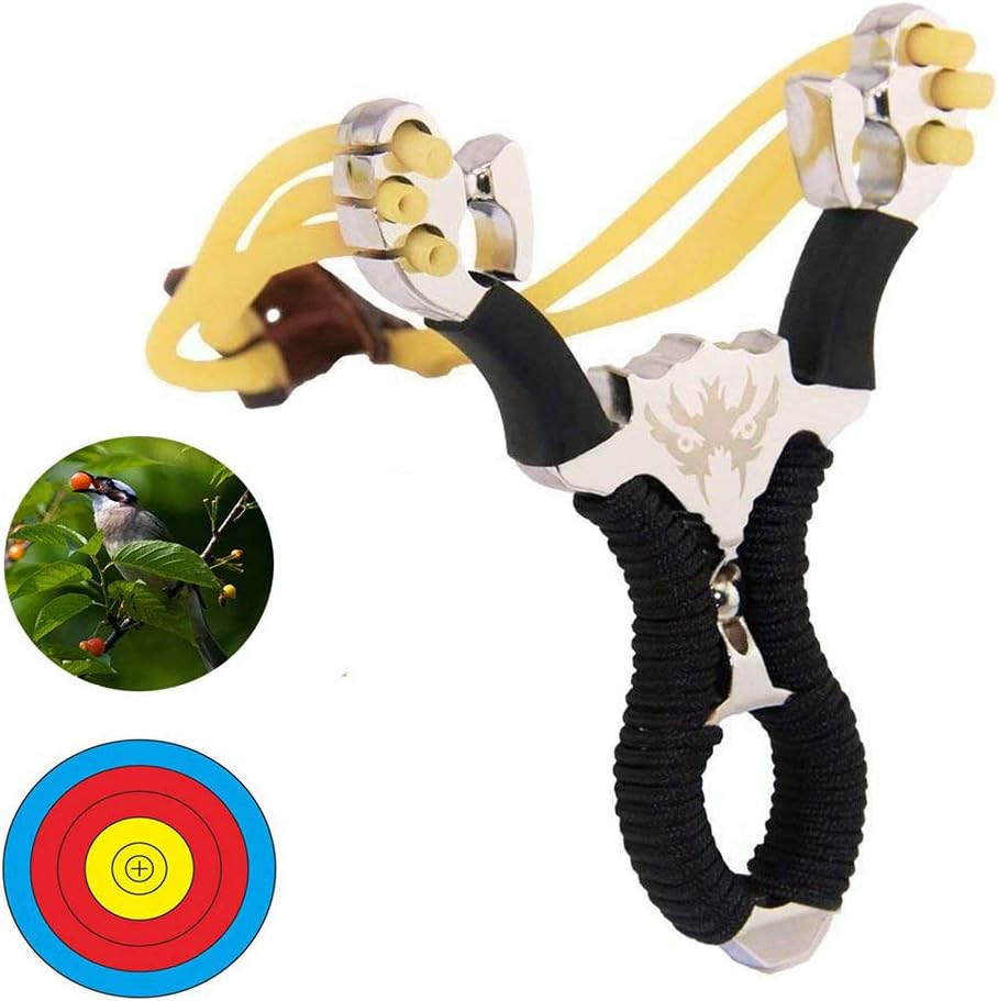Wolike Stainless Steel Outdoor Hunting Slingshot Powerful Aluminium Alloy Slingshot With Rubber Band Catapult Outdoor Hunting Fishing Slingshot