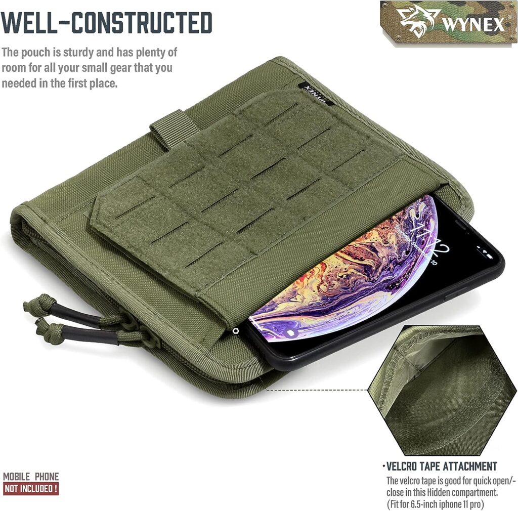 WYNEX Tactical Folding Admin Pouch, Molle Tool Bag of Laser-Cut Design, Utility Organizer EDC Medical Bag Modular Pouches Tactical Attachment Waist Pouch Include UK Flag Patch