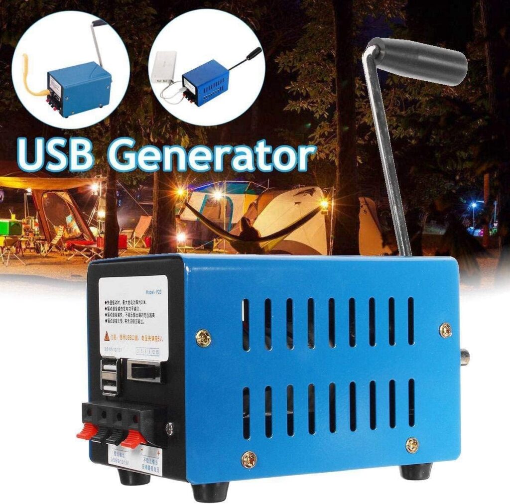 20W 3V-15V High Power Hand Crank Generator Portable Emergency USB Charger Generator for Outdoor Camping Survival Activities