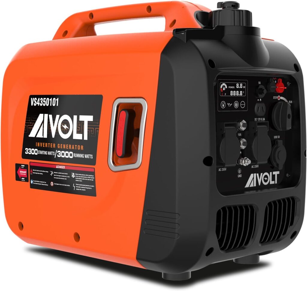 AIVOLT 1200W Petrol Inverter Generator 4 Stroke Portable Silent Suitcase Generator for Camping, Home Use - True Sine Wave, Super Lightweight, Ultra Quiet