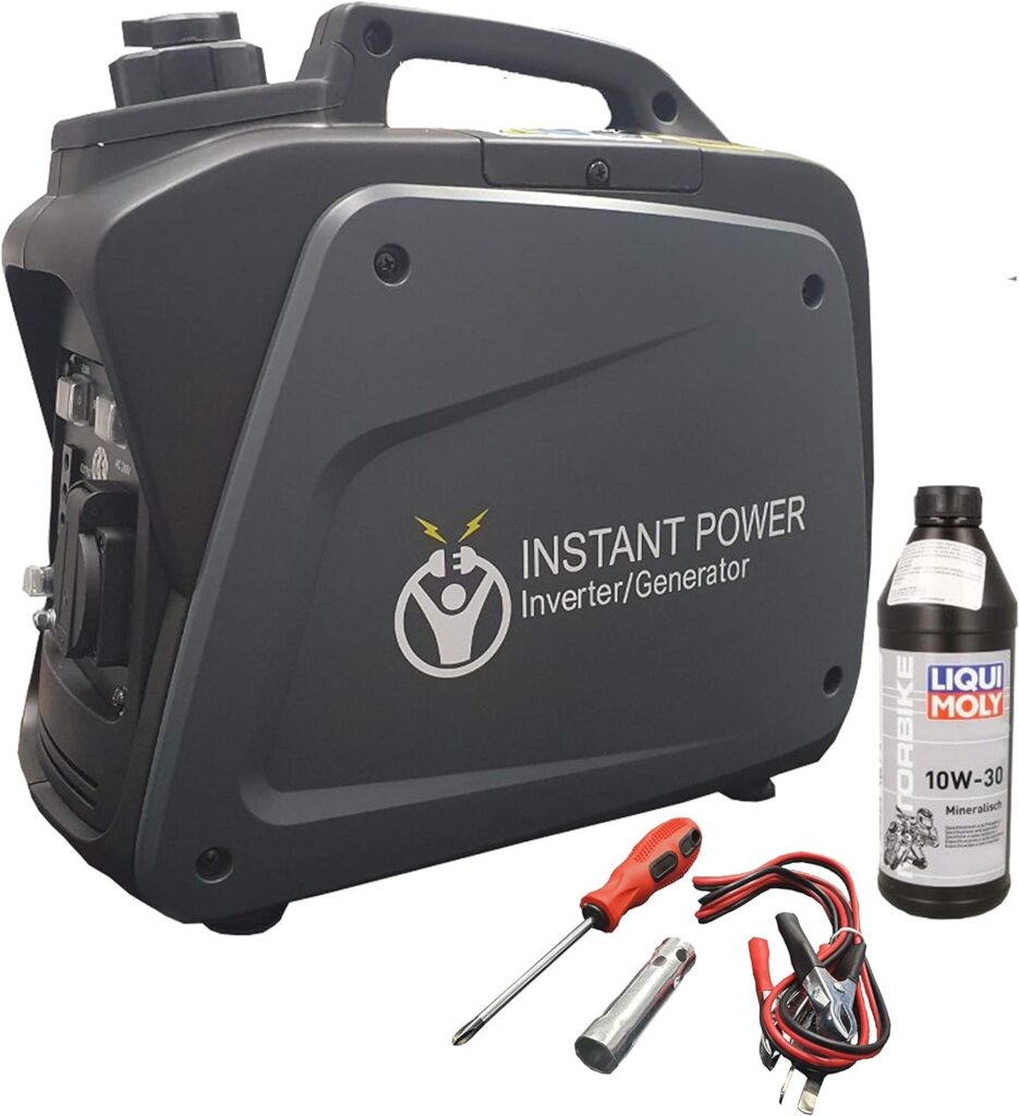 Instant Power Portable Suitcase Inverter Petrol Generator 4 Stroke 4HP 1200W 12V 230V – Pure Sine Wave – Includes 0.5L Bottle of 10W-30 Oil, Spark Plug Removal Tool, DC Charging Wires