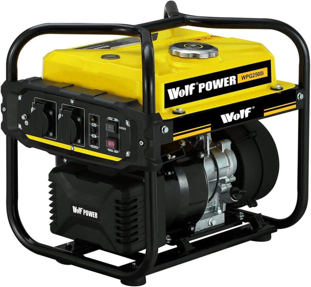 Wolf 2000w Petrol Inverter Generator WPG2500i 2.5KVA 3.5HP 4-Stroke 2 x 230V 13amp Sockets - 2 Years Warranty