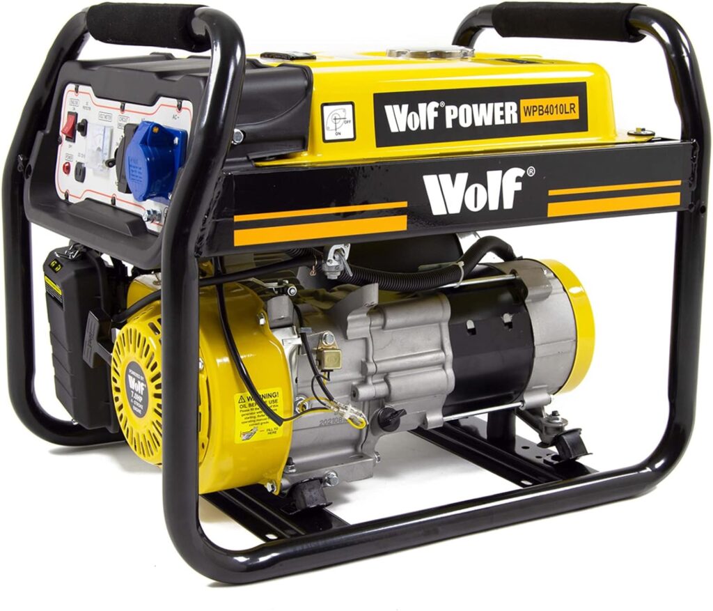 Wolf 3000w Petrol Generator WPB4010LR 3.75KVA 7HP 4-Stroke Recoil 13Amp BS Socket  230V 16Amp Industrial Socket - 2 Years Warranty