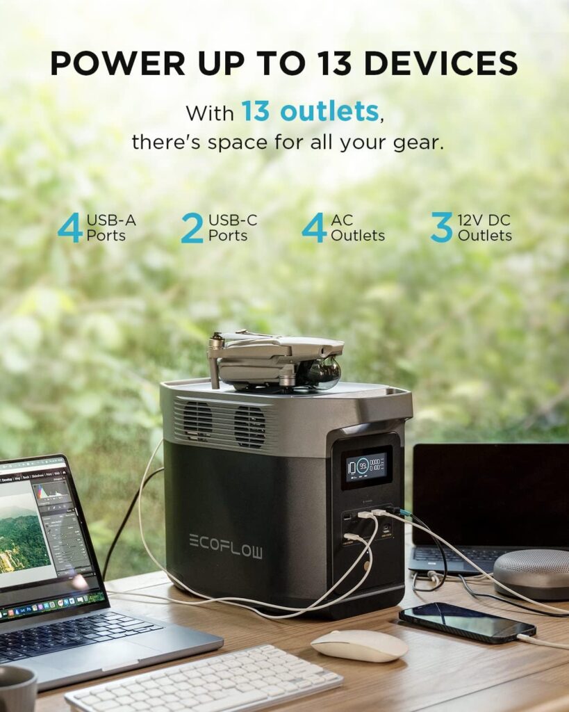 EcoFlow DELTA 2 Portable Power Station with 1-3kWh Expandable Capacity, LFP Battery, Fast Charging, Use as a Solar Generator for Home Backup Power, Camping  RVs
